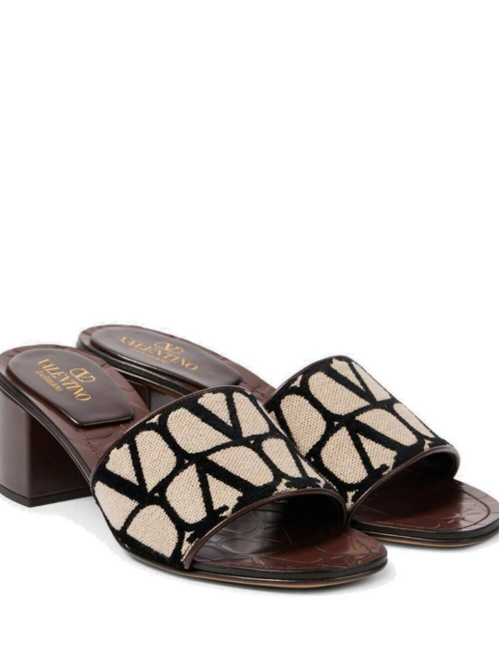 Valentino Garavani Toile Iconographe Block Heel Mules EU 39 US 9 NWOB